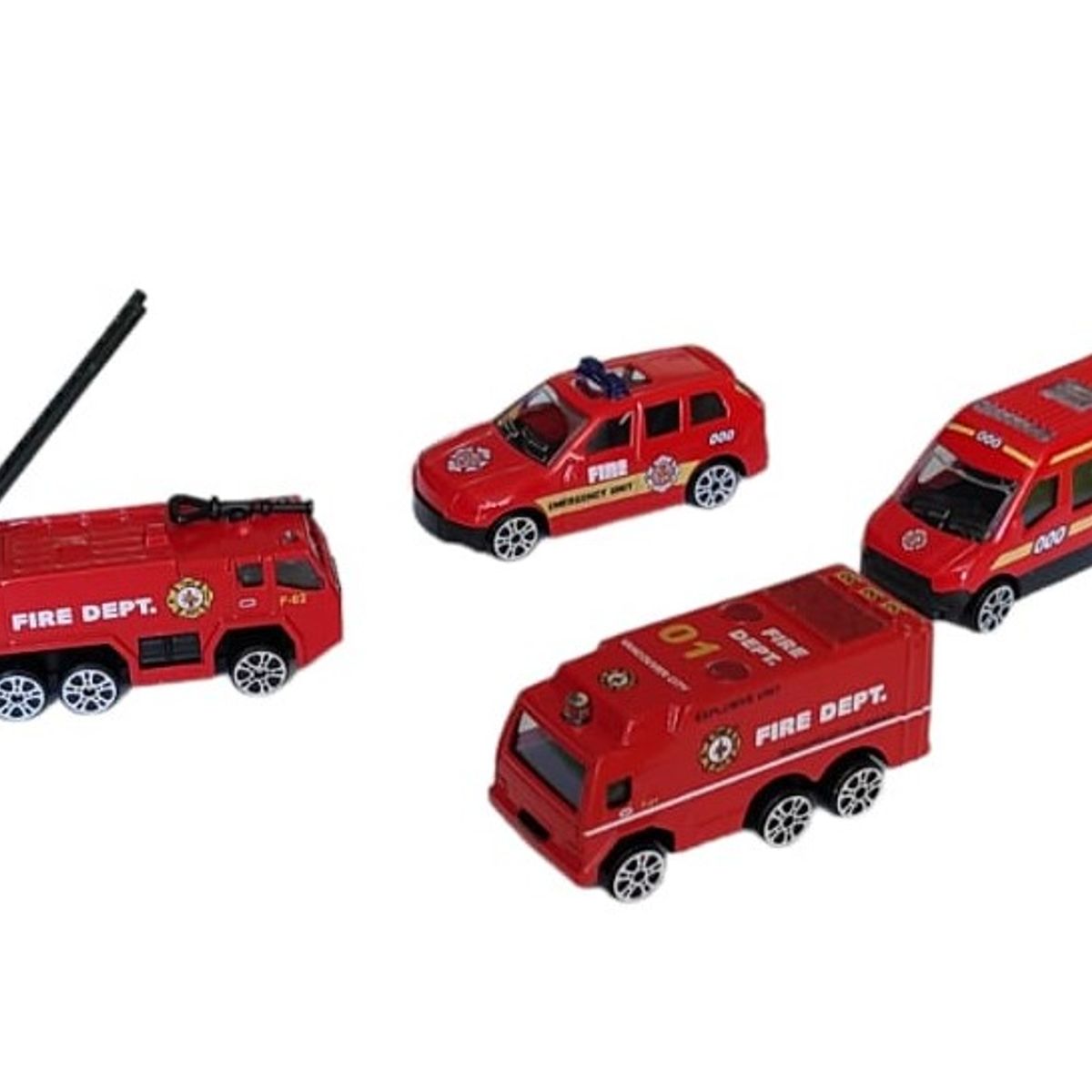 GENERICO - SET DE AUTOS METALICOS POLICIA Y BOMBERO ESCALA 164 - ¡IDEAL PARA REGALO!