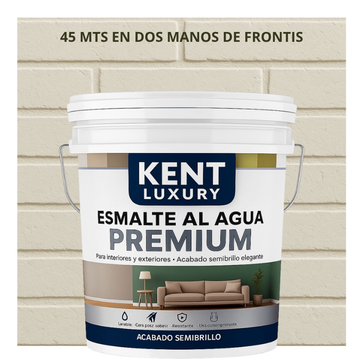 PINTURA ESMALTE AGUA FACHADAS - SEMIBRILLO - TINETA 10L BLANCO OSTRA, marca KENT - Foto Principal