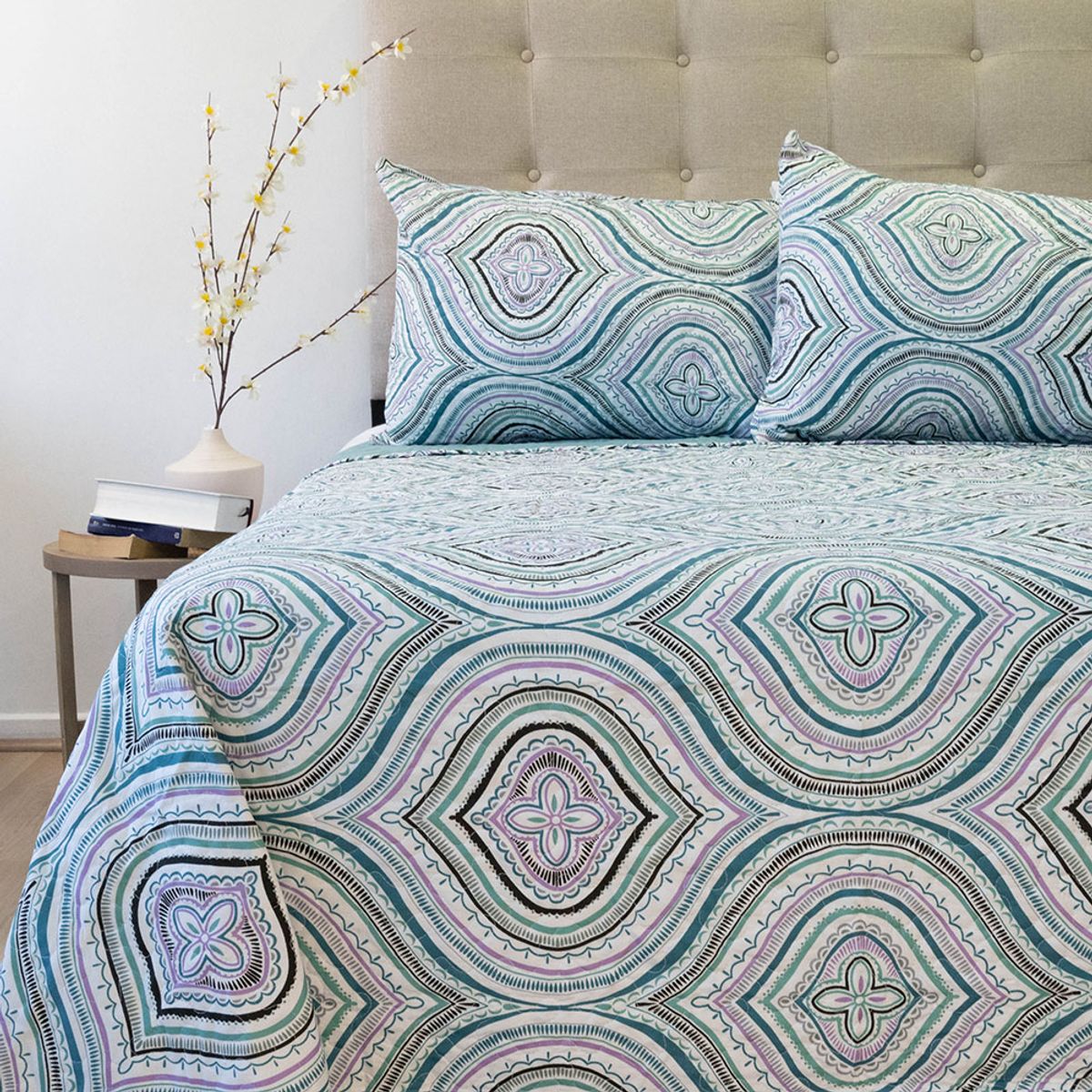 DORAL - CUBRECAMA QUILT STITCHY BORDADO DORAL 2 PLAZAS