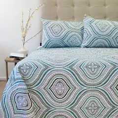 DORAL - CUBRECAMA QUILT STITCHY BORDADO 2 PLAZAS