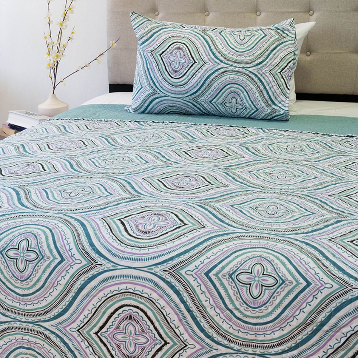 DORAL - CUBRECAMA QUILT STITCHY BORDADO DORAL 2 PLAZAS