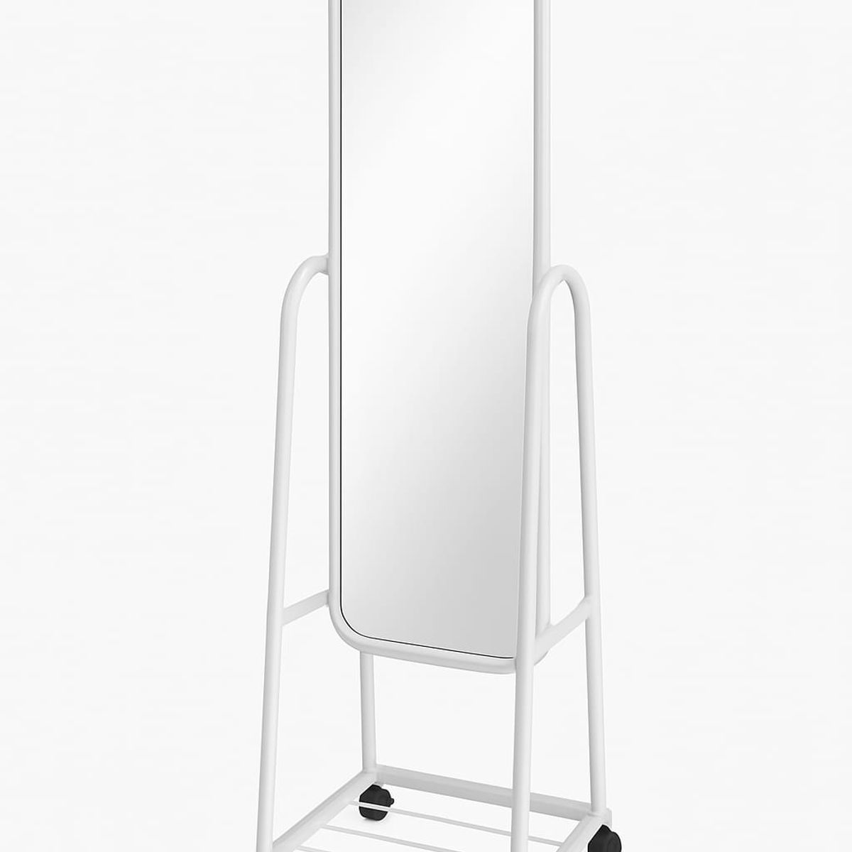 GENERICO - Espejo De Pie Con Ruedas y Repisa Inferior Blanco