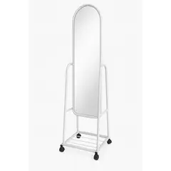 GENERICO - Espejo De Pie Con Ruedas y Repisa Inferior Blanco