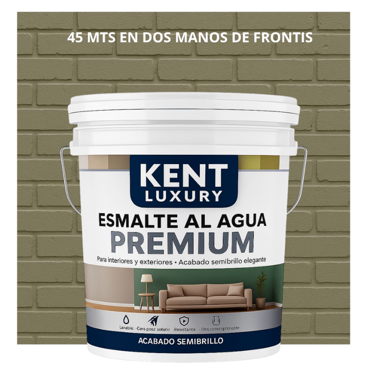 KENT - PINTURA ESMALTE AGUA FACHADAS - SEMIBRILLO - TINETA 10L GRIS MUSGO