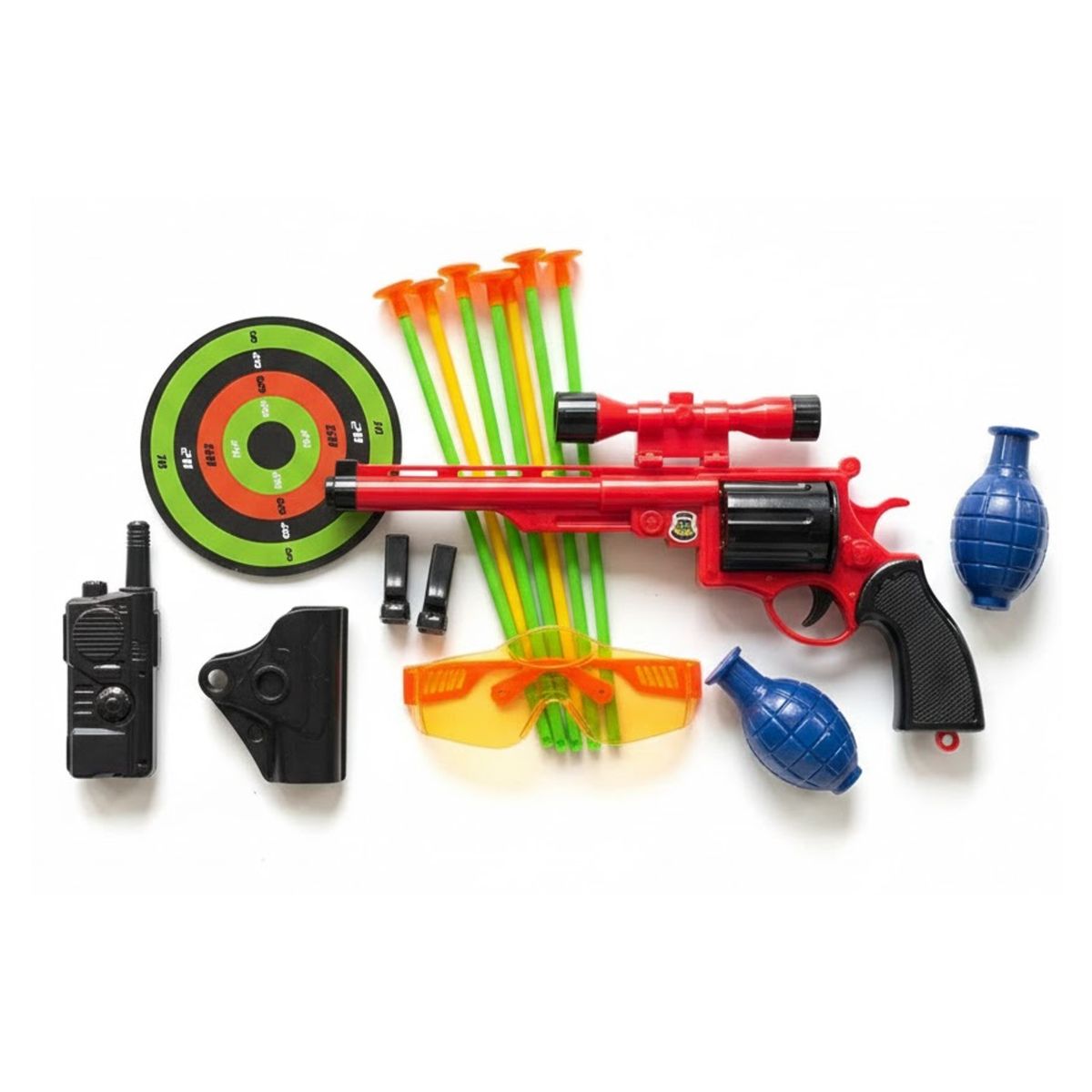 GENERICO - Juego de Tiro al Blanco Pistola lanza Dardos y Arco y Flechas Para Niños