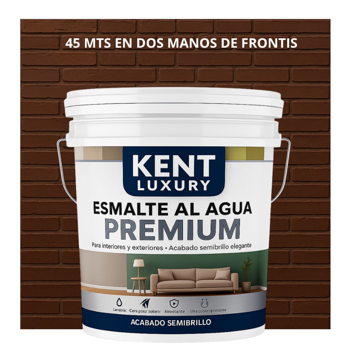 PINTURA ESMALTE AGUA FACHADAS - SEMIBRILLO - TINETA 10L MARRÓN SEÑALES, marca KENT - Foto Principal