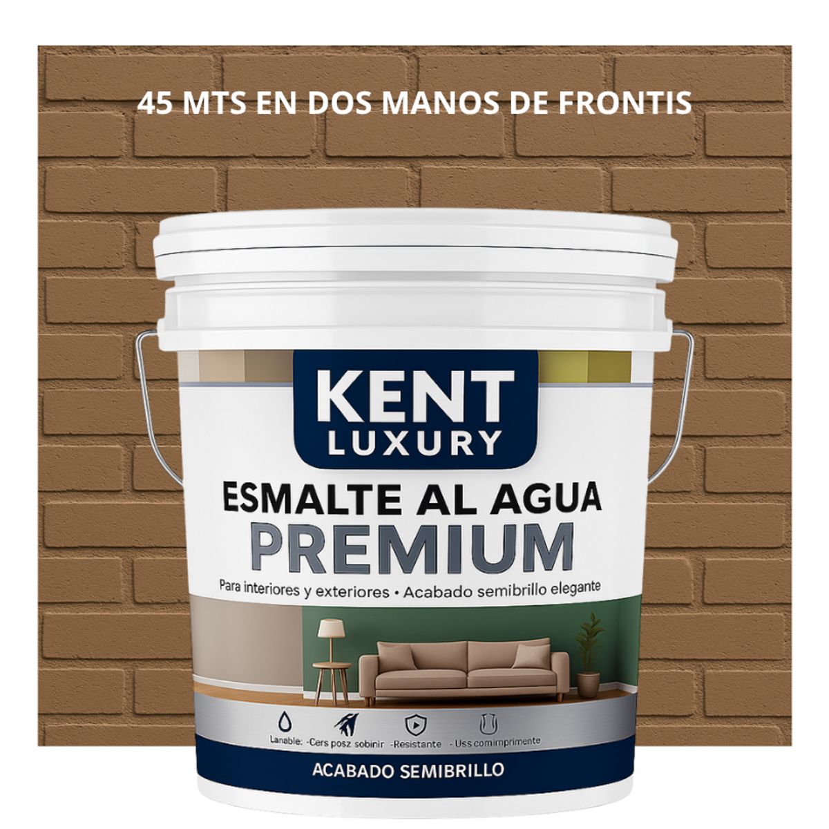 PINTURA ESMALTE AGUA FACHADAS - SEMIBRILLO - TINETA 10L MARRÓN TIERRA, marca KENT - Foto Principal