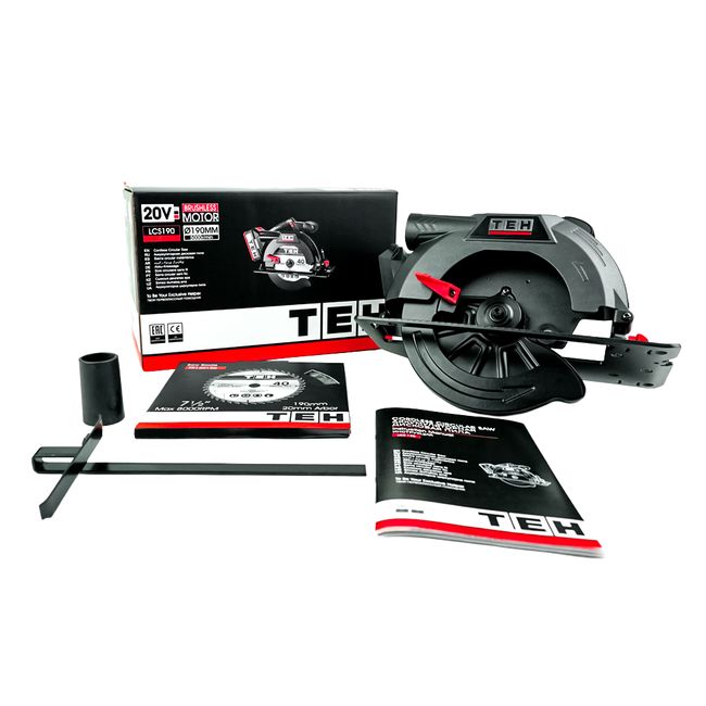 TEH - SIERRA CIRCULAR INALAMBRICA BRUSHLEES 20V + 2 BATERIA 4 AMP + CARGADOR TEHTOOLS