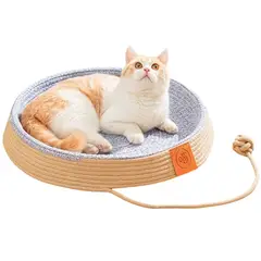 ANENG - Camas de cesta algodón tejida a mano para gatos con una bola de cuerda