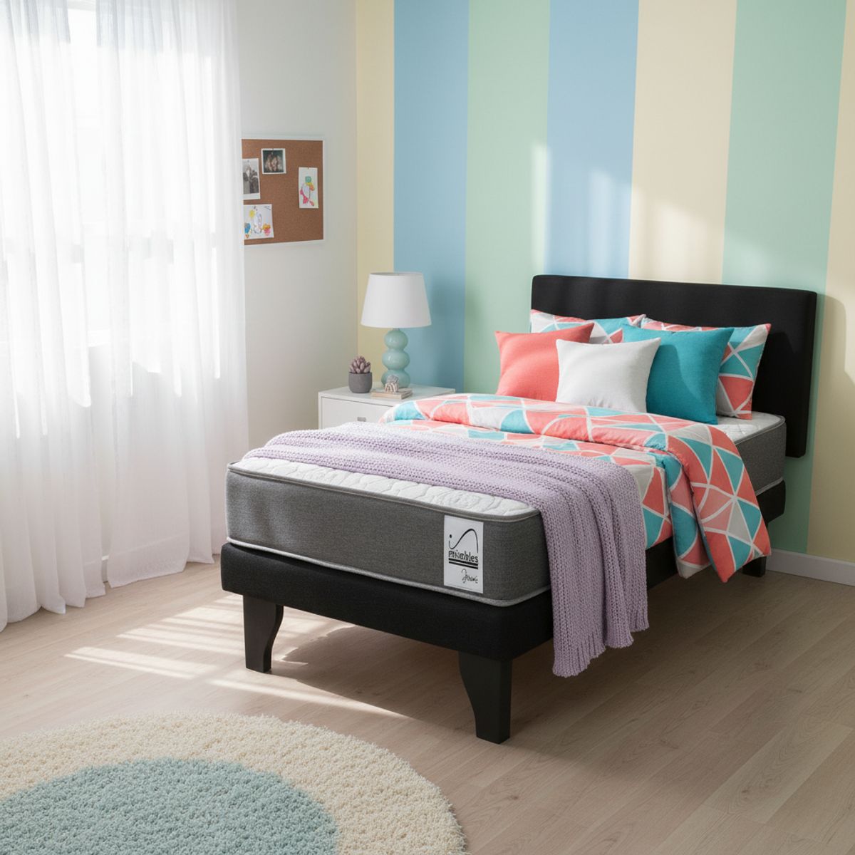 HOME FACTORY - Cama Europea Basic 1 1/2 plazas + respaldo Home Factory