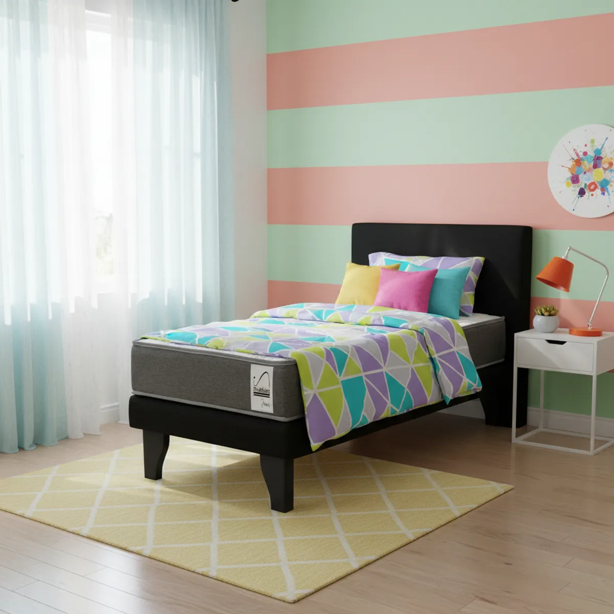 HOME FACTORY - Cama Europea Basic 1 plaza + respaldo Home Factory