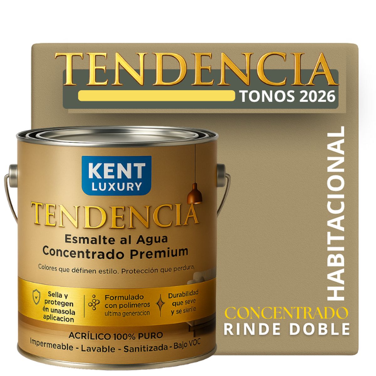 KENT - PINTURA ESMALTE AGUA TENDENDIA - MATE - 4L HIKING PATH