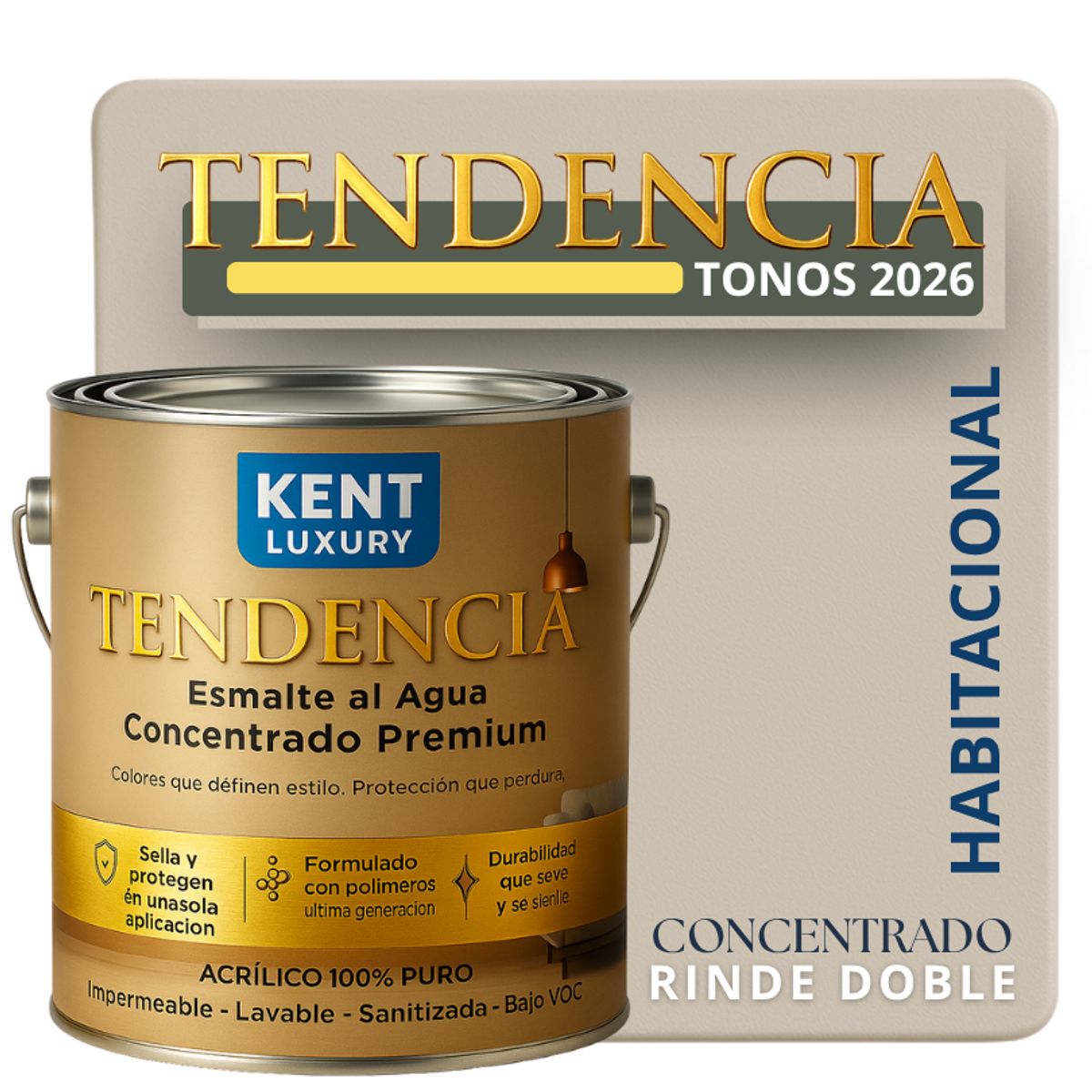 KENT - PINTURA ESMALTE AGUA TENDENDIA - MATE - 4L KOLN