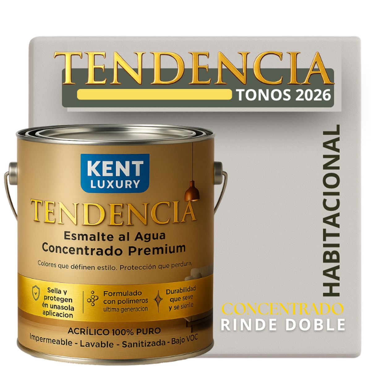 KENT - PINTURA ESMALTE AGUA TENDENDIA - MATE - 4L MINIMAL GRAY