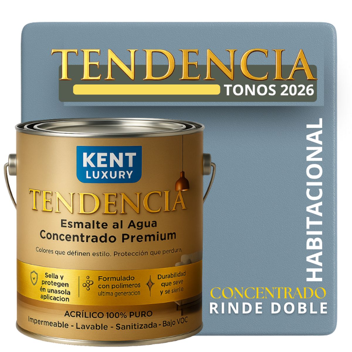 KENT - PINTURA ESMALTE AGUA TENDENDIA - MATE - 4L PEÑAL