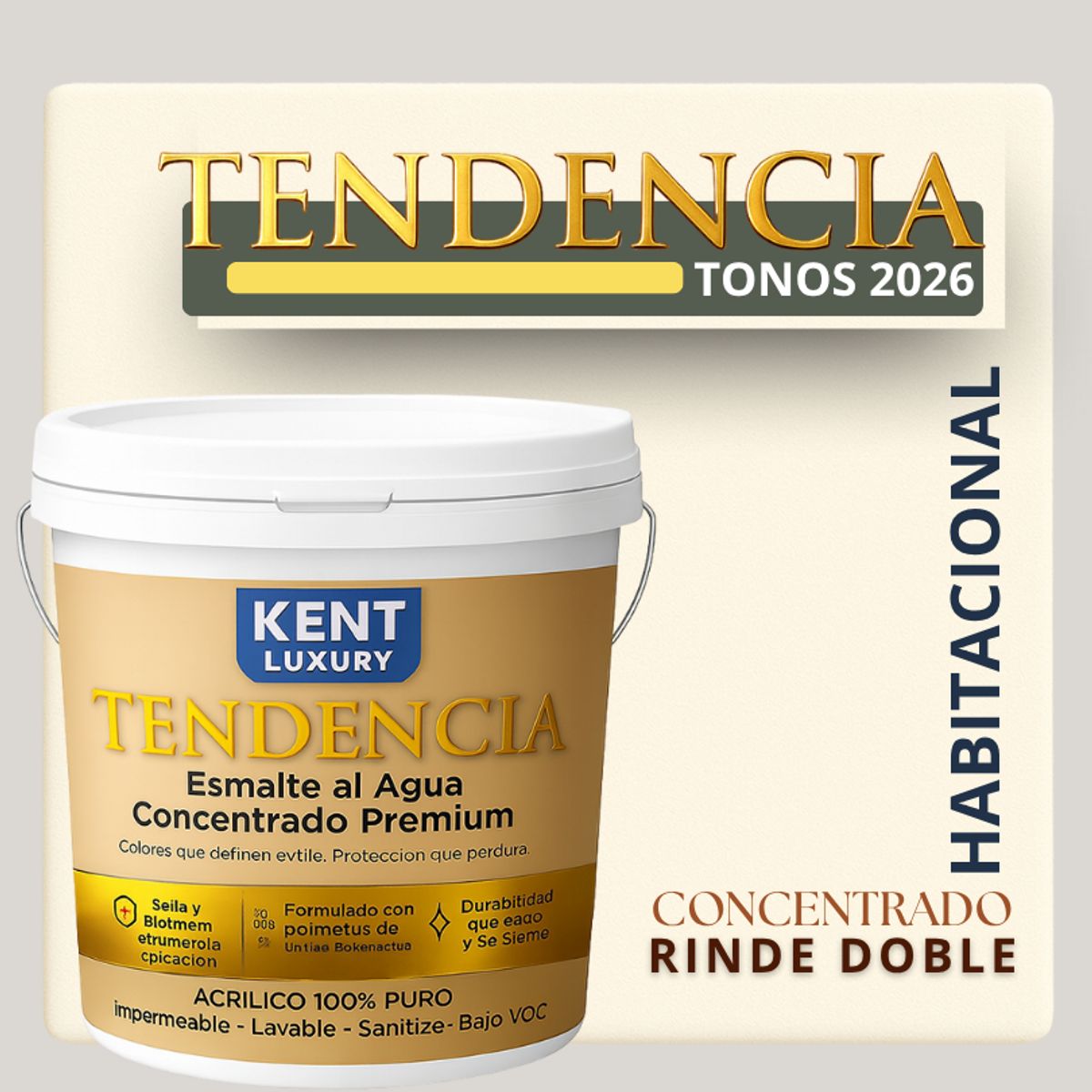 KENT - PINTURA ESMALTE AGUA CONCRENTRADO TENDENDIA - MATE - TINETA 10L BARRISTER WHITE