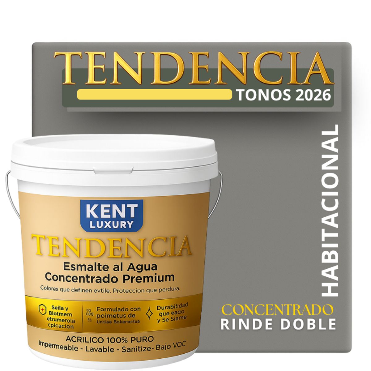 KENT - PINTURA ESMALTE AGUA CONCRENTRADO TENDENDIA - MATE - TINETA 10L DESIGNER GRAY