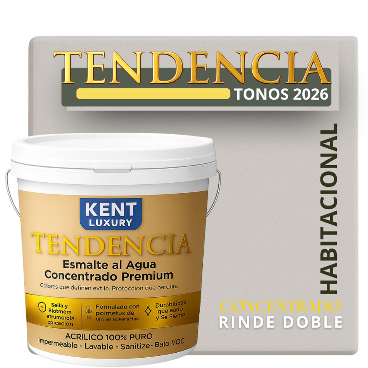 KENT - PINTURA ESMALTE AGUA CONCRENTRADO TENDENDIA - MATE - TINETA 10L MINIMAL GRAY