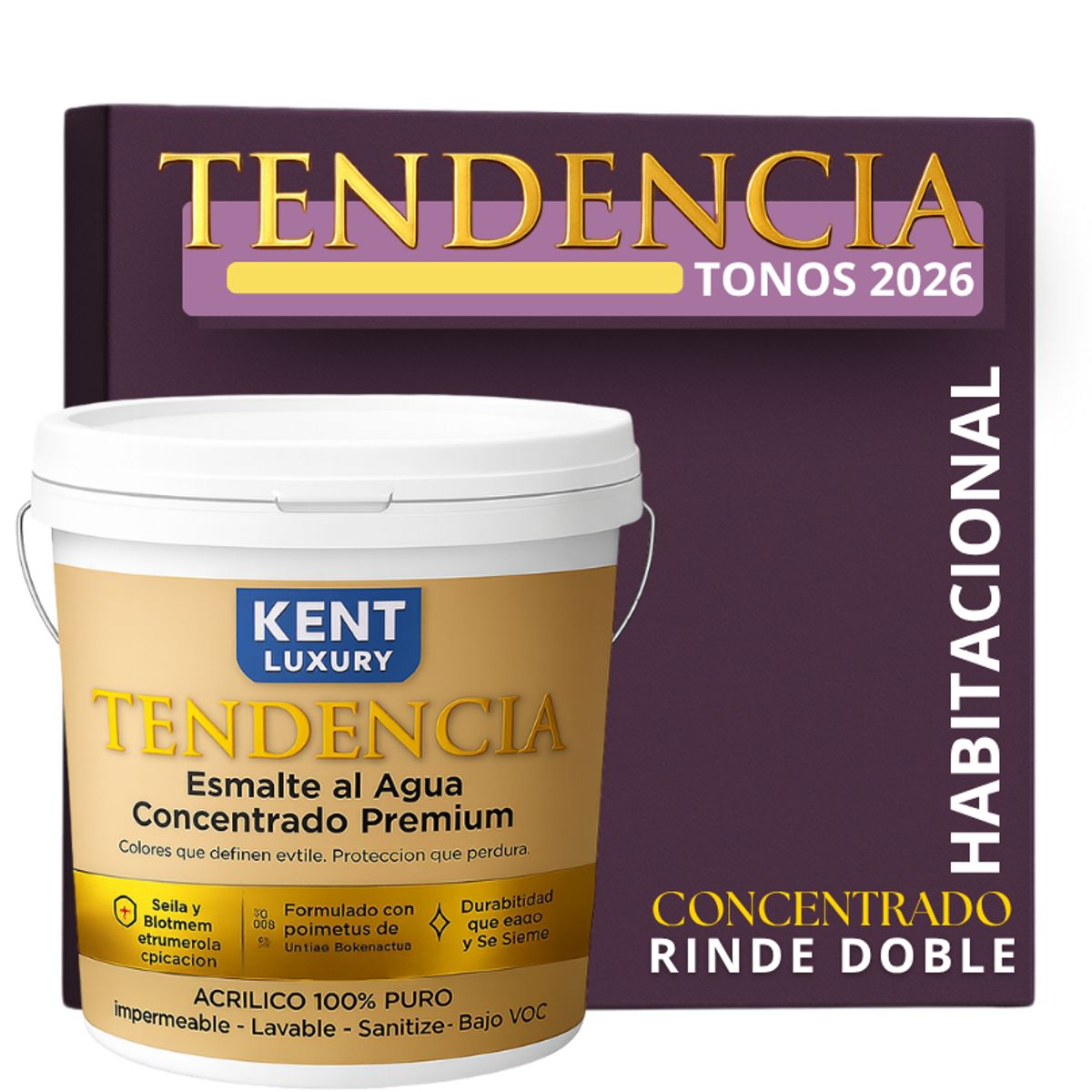 KENT - PINTURA ESMALTE AGUA CONCRENTRADO TENDENDIA - MATE - TINETA 10L PLUM SHADOW