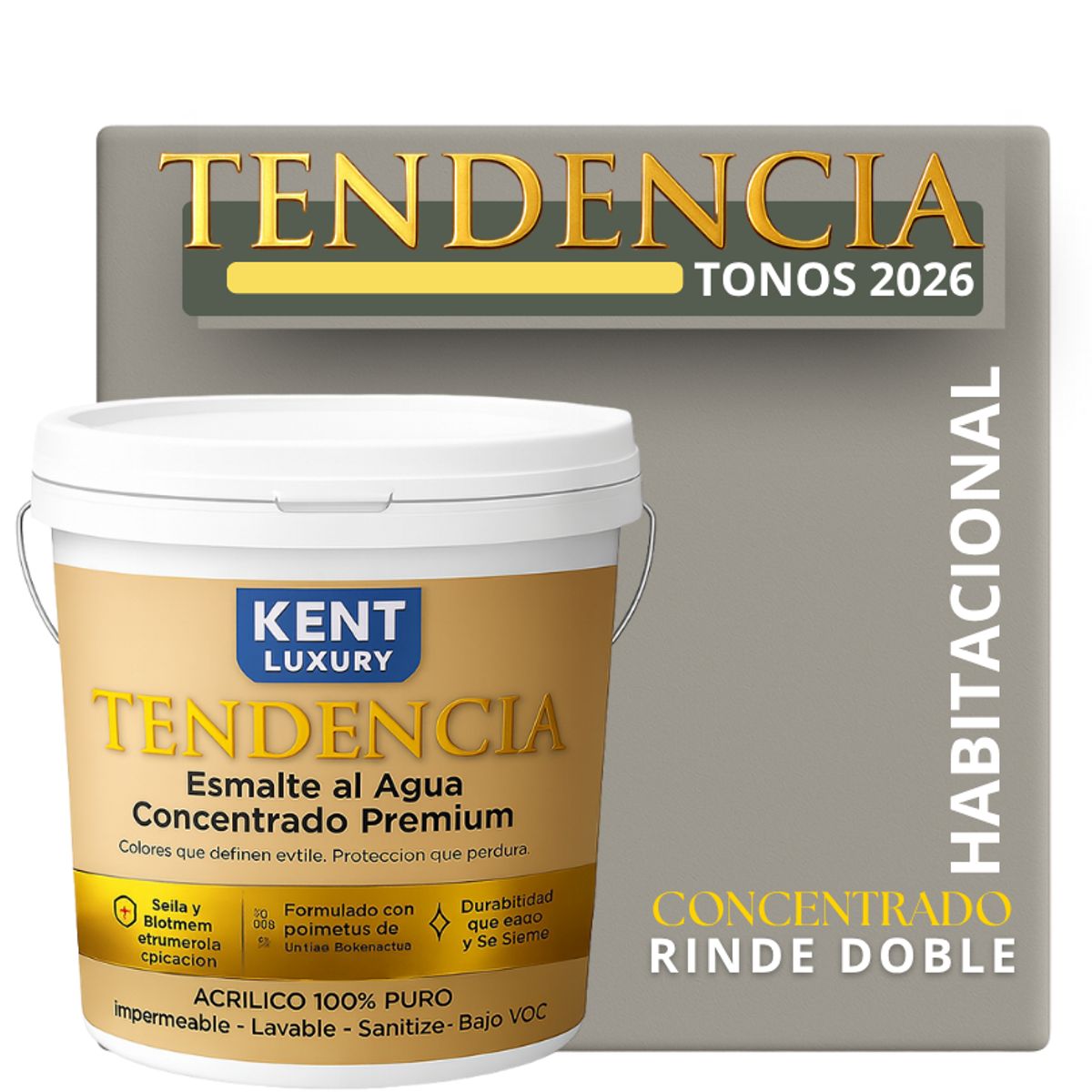 KENT - PINTURA ESMALTE AGUA CONCRENTRADO TENDENDIA - MATE - TINETA 10L TERRAZZO GRAY
