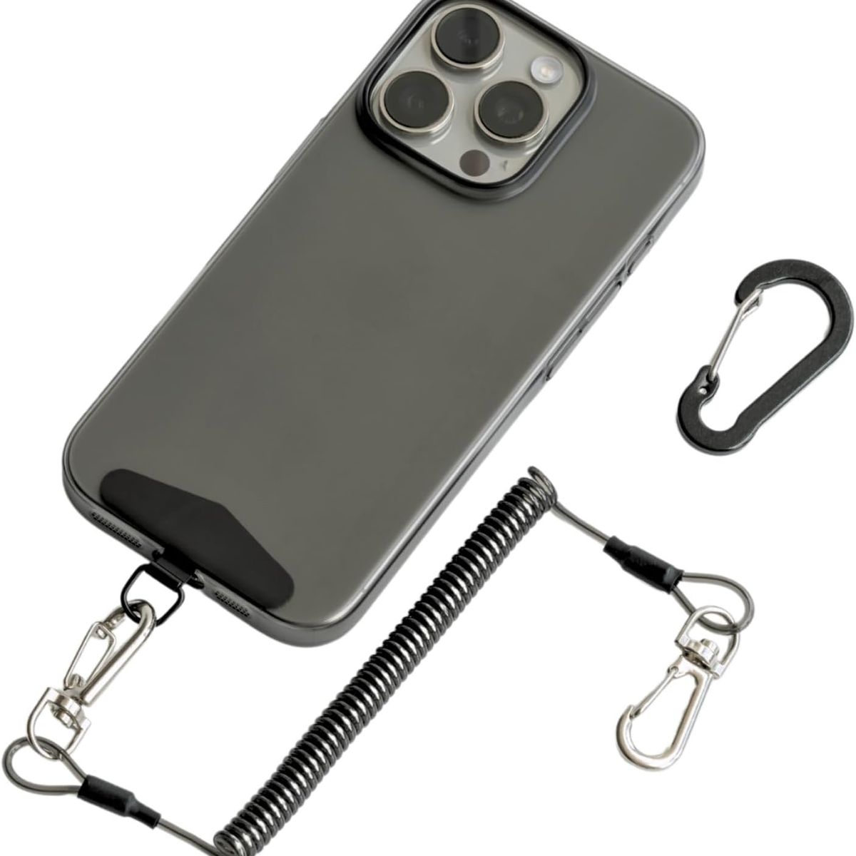 KUANGYE - Cordón Teléfono Acero Retráctil Correa Elástica Antirrobo Con pestaña anticaidas para deportes