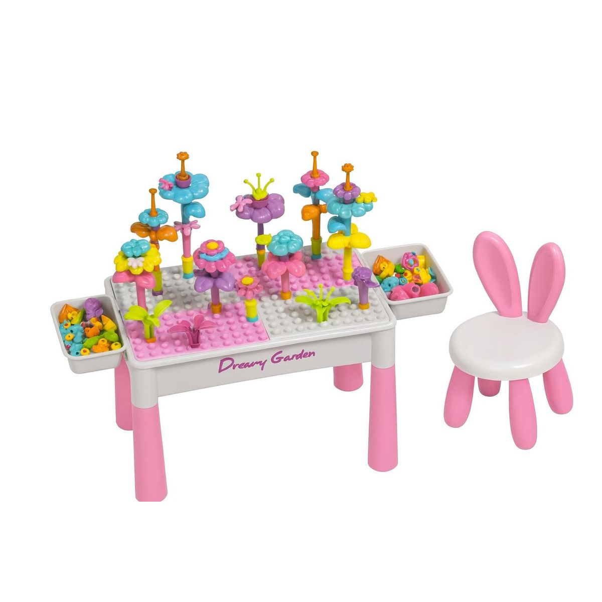 GENERICO - Mesa De Bloques Didactica 6 En 1 Con 89 Piezas Y Silla