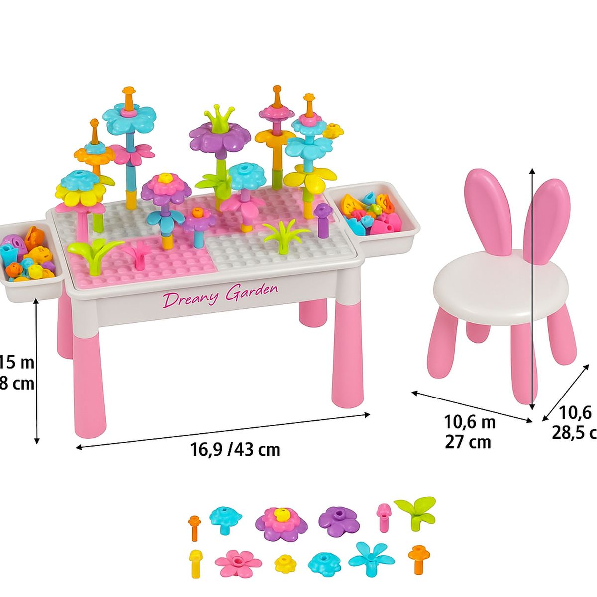 GENERICO - Mesa De Bloques Didactica 6 En 1 Con 89 Piezas Y Silla