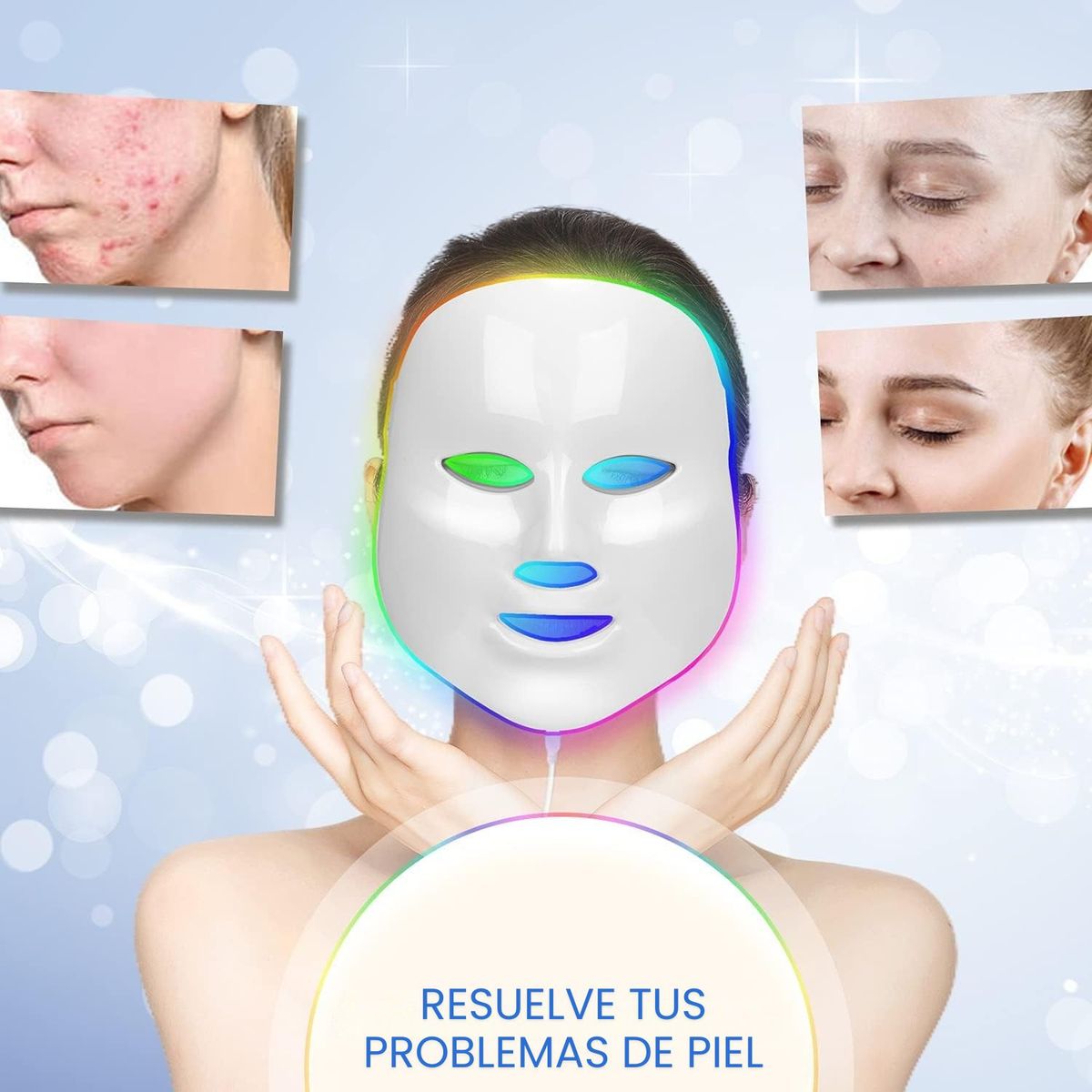 MOVI - Máscara LED 7 Colores – Terapia Fotónica Profesional para Arrugas, Acné y Manchas en Casa