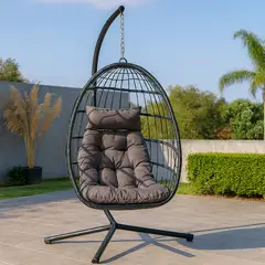 SPACE HOME - Reposera Colgante Silla Cojín Base Metálica Terraza Balcón