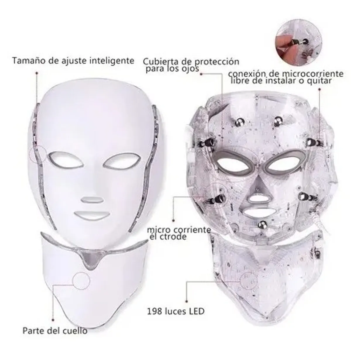 MOVI - Máscara LED 7 Colores con Cuello – Fototerapia Premium Antiedad y Regeneración Facial