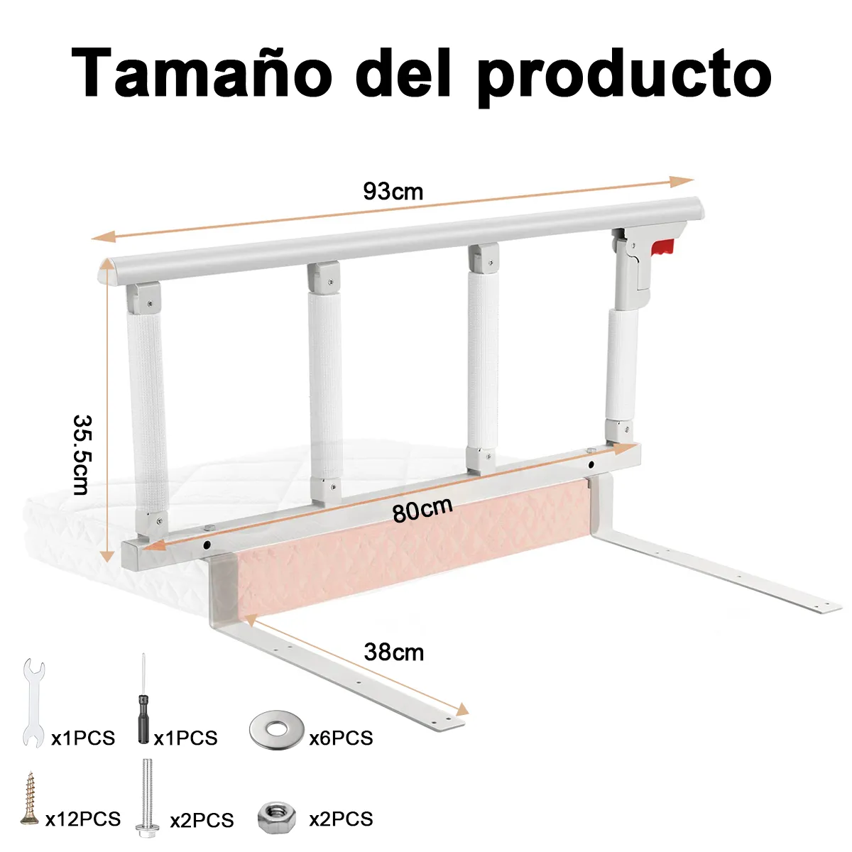 DEKANO - 93cm Baranda De Cama Lateral Anti Caída Para Cuidado Adulto Mayor