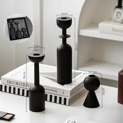 OLEVO - Juego candelabros madera estilo europeo Juego de tres copas de vino decoración mesa Velas no incluidas