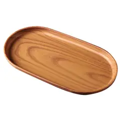 OLEVO - Vainilla de madera oscura bandeja ovalada tamaño grande