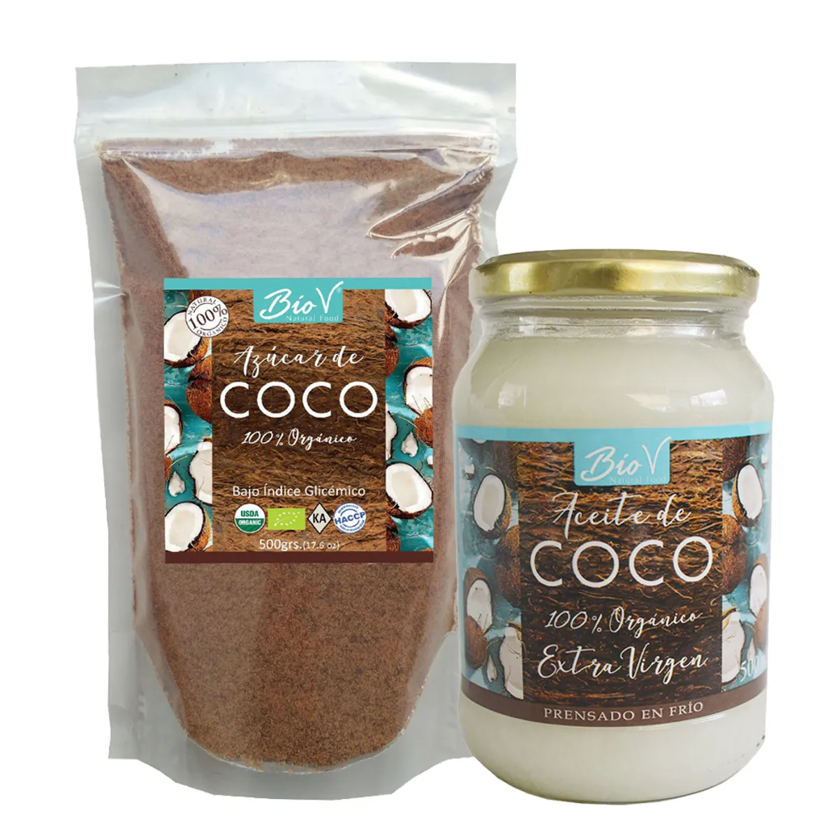 BIOV - Pack Aceite De Coco 500ml + Azúcar De Coco 500gr Biov