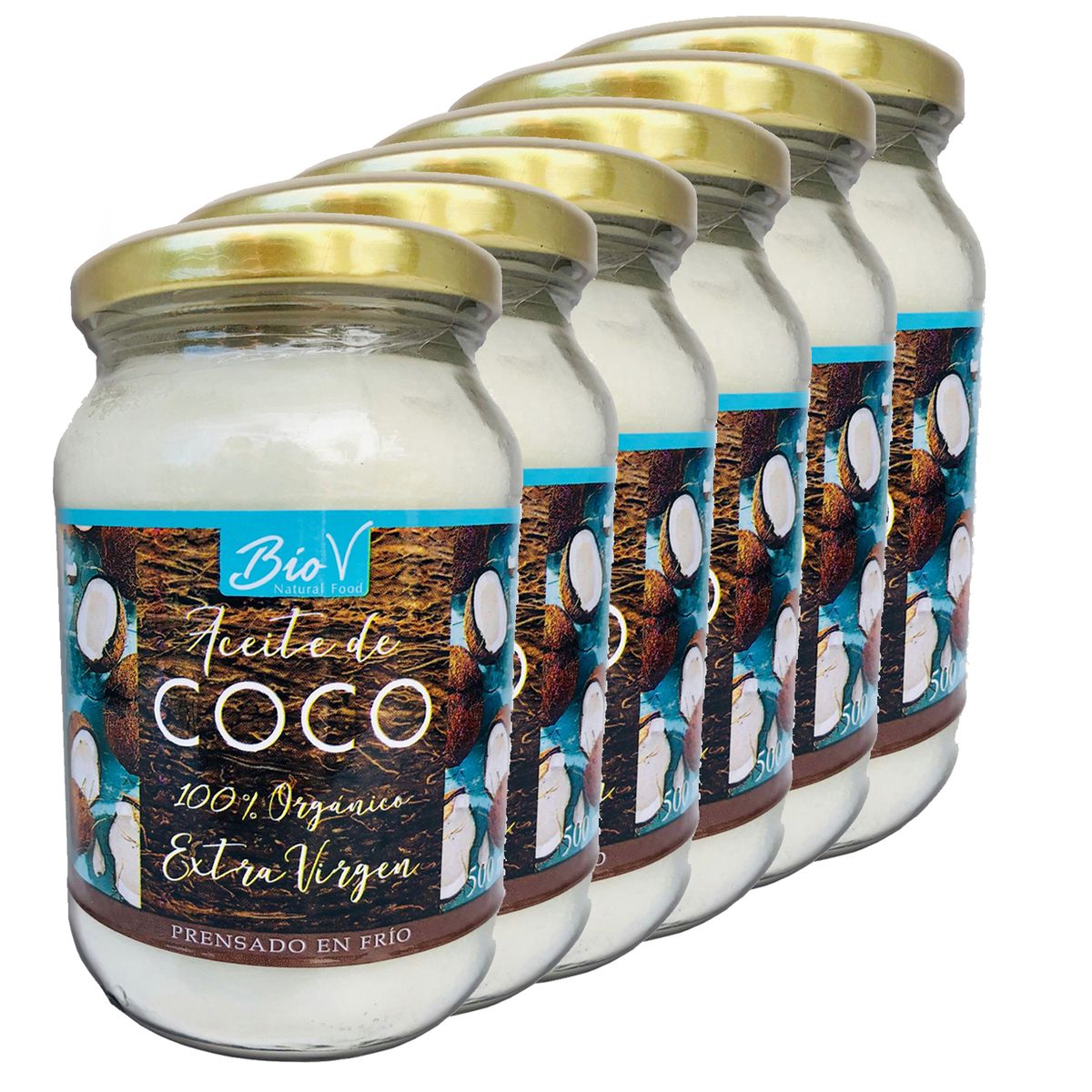 BIOV - Pack x 6 Aceite De Coco 500ml Biov