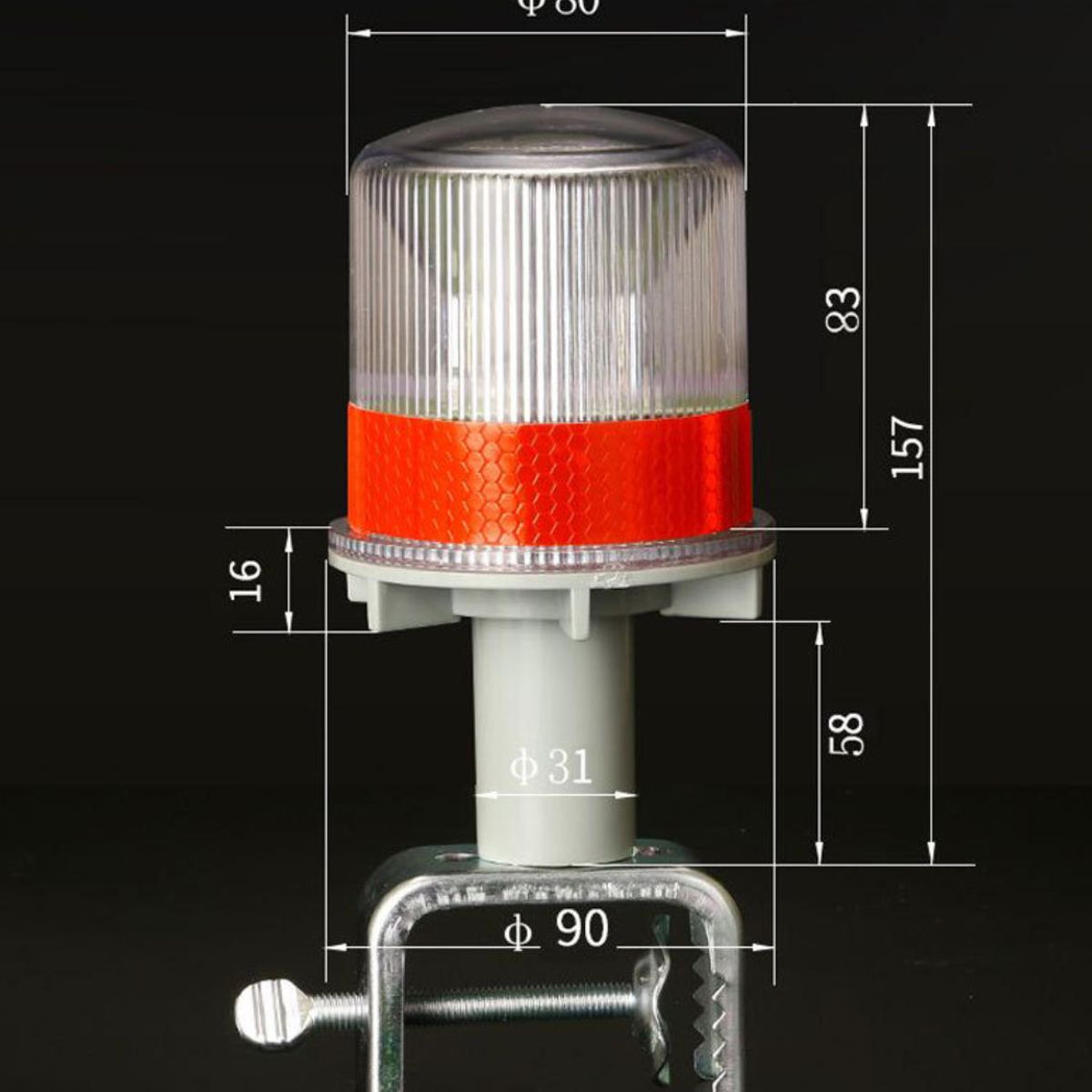 ATURE - Luz De Advertencia Led Solar Impermeable  Con Montura