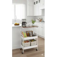 GENERICO - ORGANIZADOR DE 3 NIVELES CON RUEDAS MULTIFUNCIONAL BLANCO JR