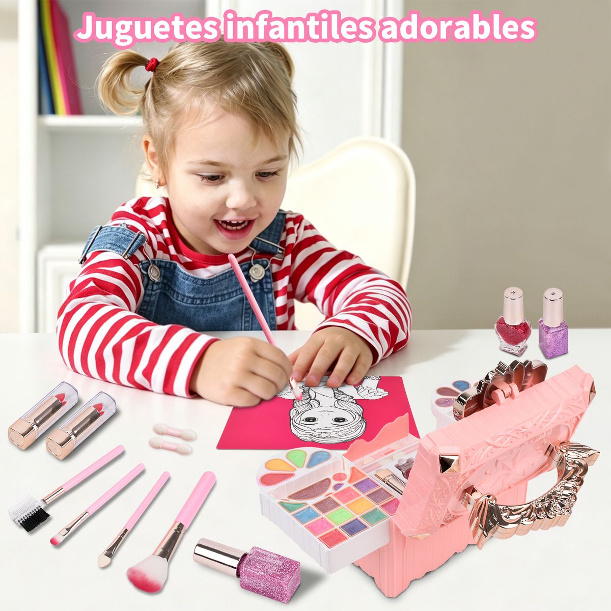 AIZO - Kit De Maquillaje Para Niñas  Y Cosméticos De Juguete Para Niños
