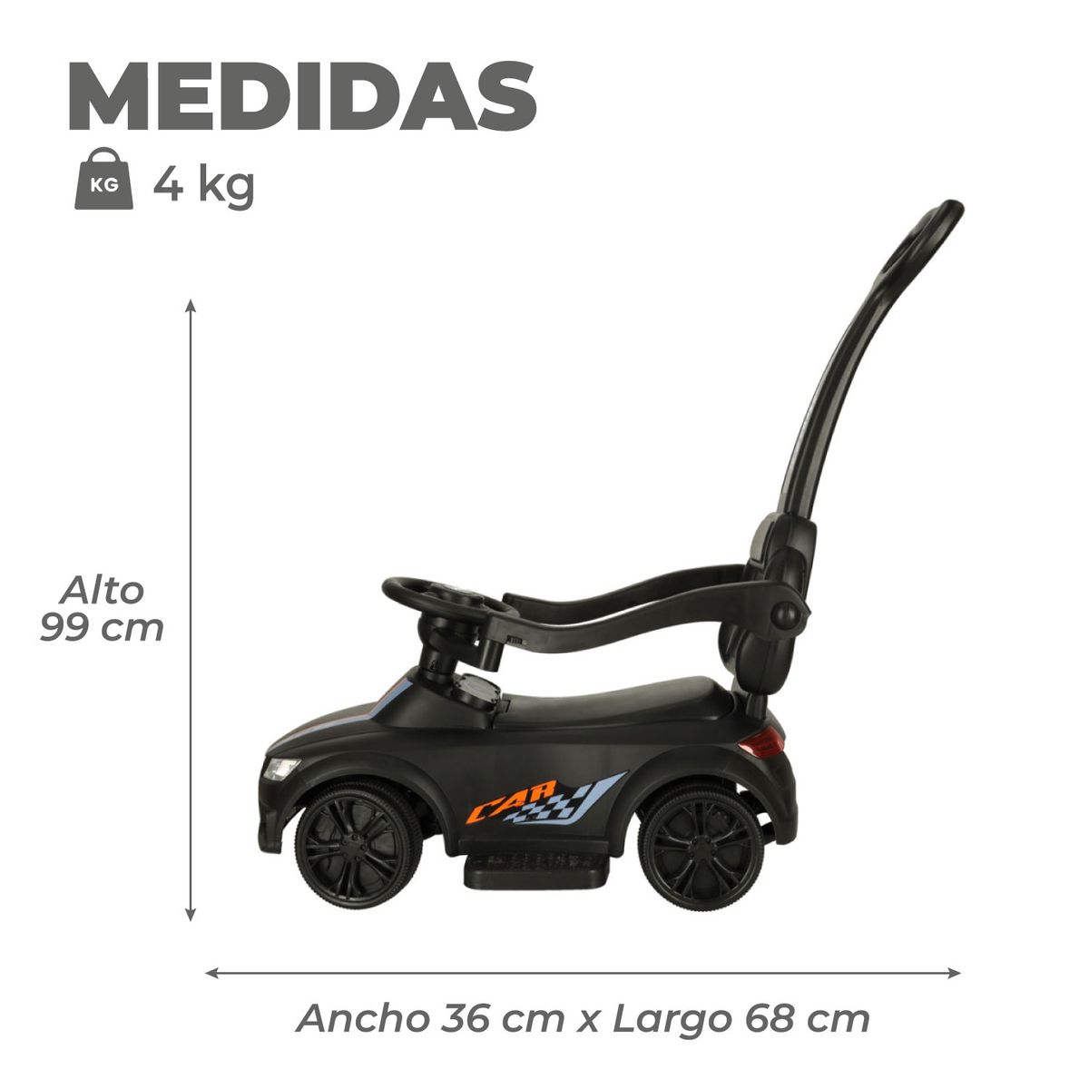 MUNDO ONLINE - Auto Correpasillos Mango Direccional Luces Y Sonido