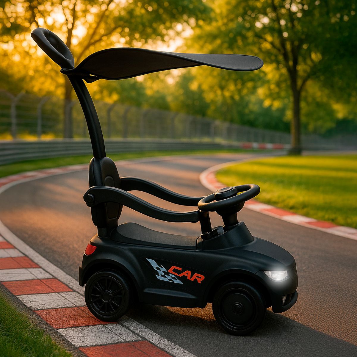 MUNDO ONLINE - Auto Correpasillo Con Mango Sombrilla Luces Y Sonido