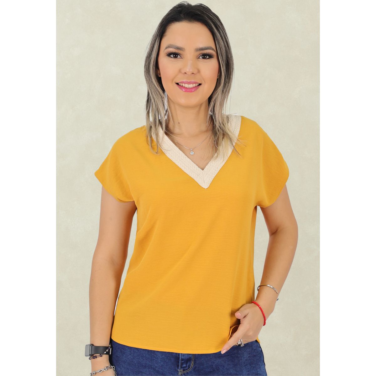 TENTATION - Bluson  Aplic Macrame Mostaza Tentation