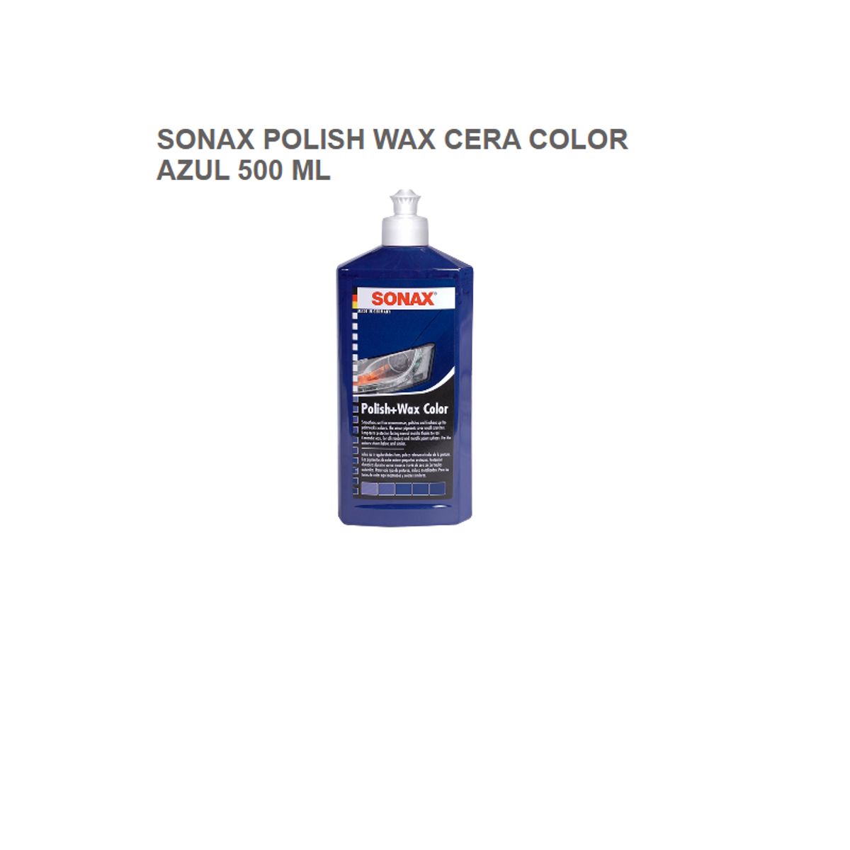 SONAX - Abrillantador Cera De Carrocería Carnauba Todas Pinturas Azul 500ML