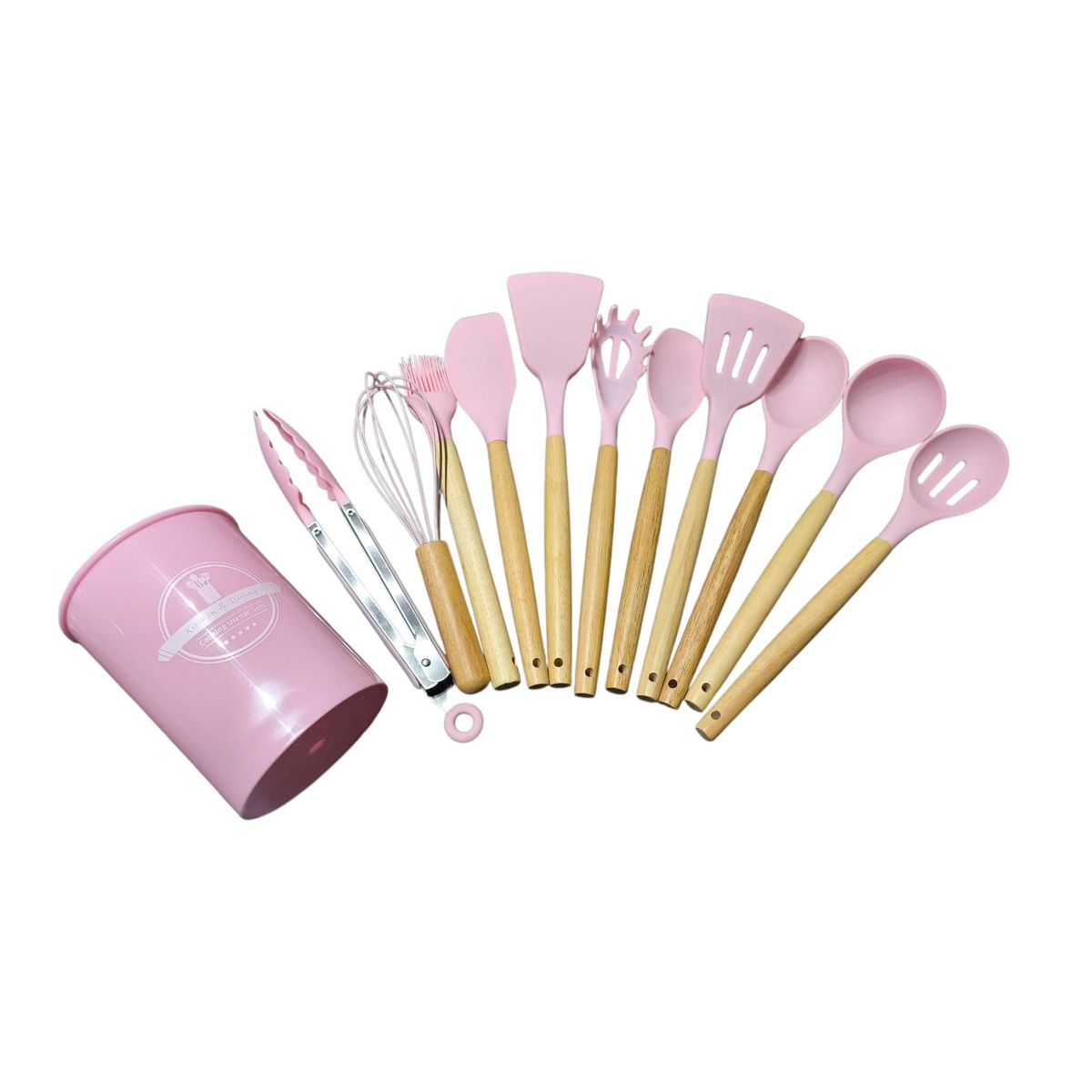 GENERICO - Set de Utensilios 12 Piezas - Rosado