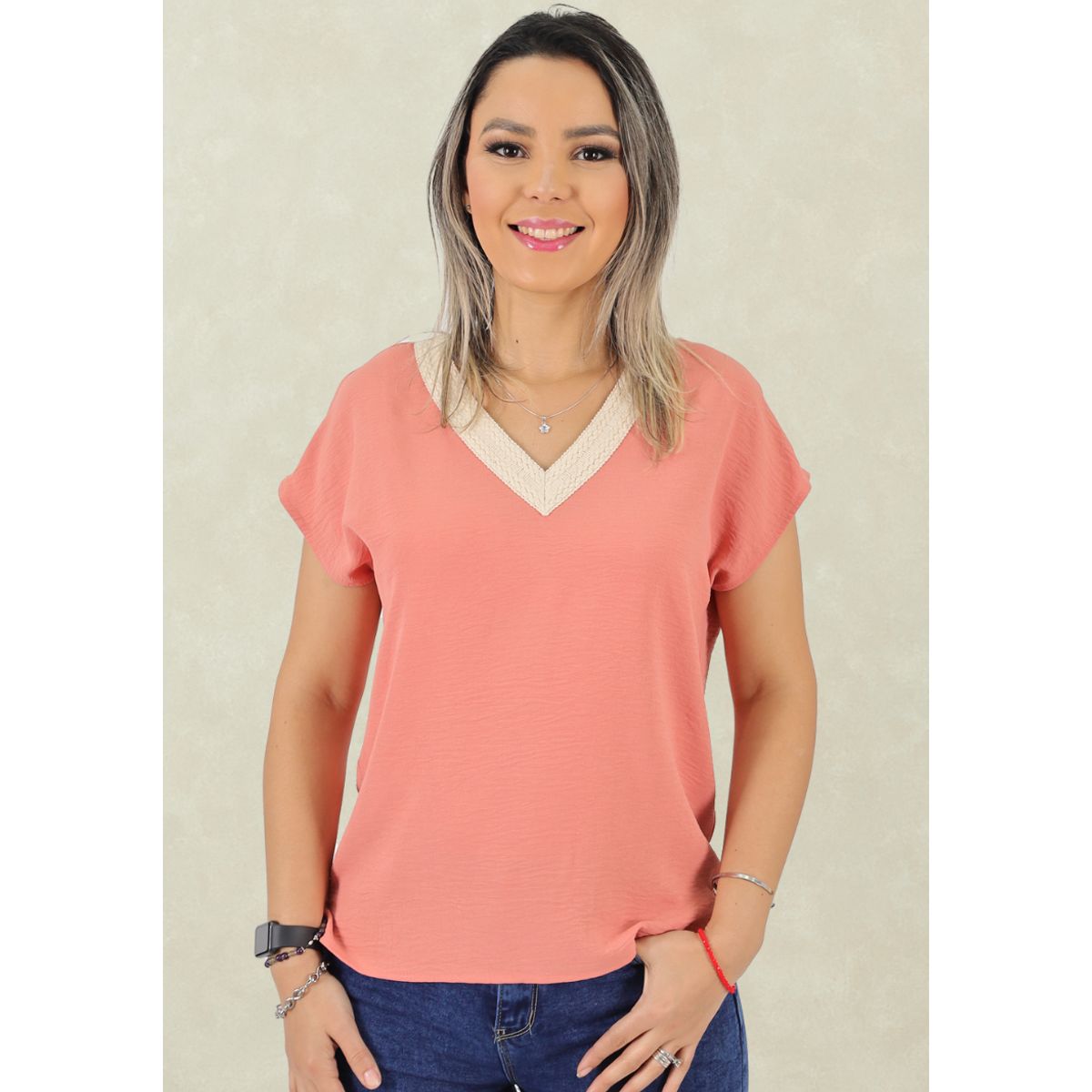 TENTATION - Bluson  Aplic Macrame Damasco Tentation