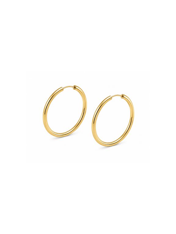 Aros Argolla Tubo 12mm Oro 18K 1.65gr Mujer Clasicas Elegantes