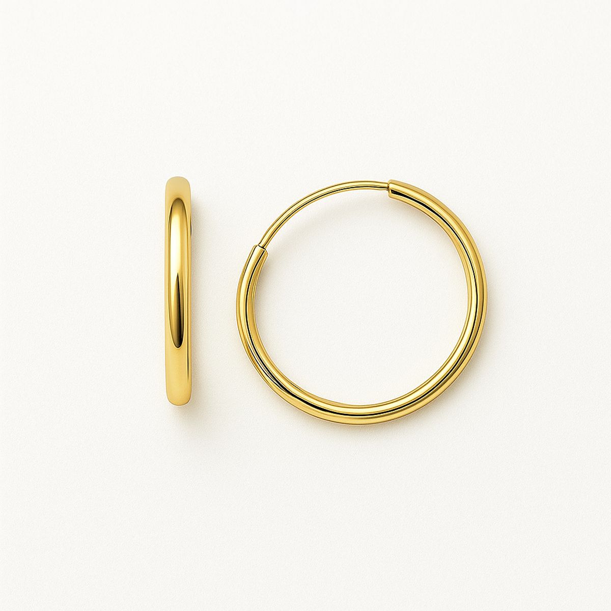 JIREH JOYAS - Aros Argolla Tubo 12mm Oro 18K 1.65gr Mujer Clásicas Elegantes