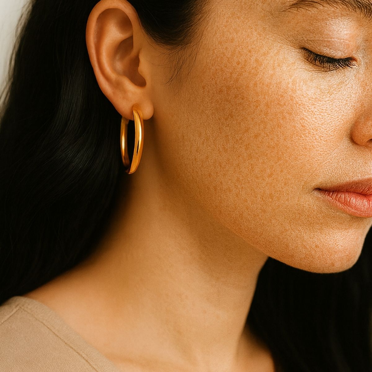 JIREH JOYAS - Aros Argolla Tubo 12mm Oro 18K 1.65gr Mujer Clásicas Elegantes
