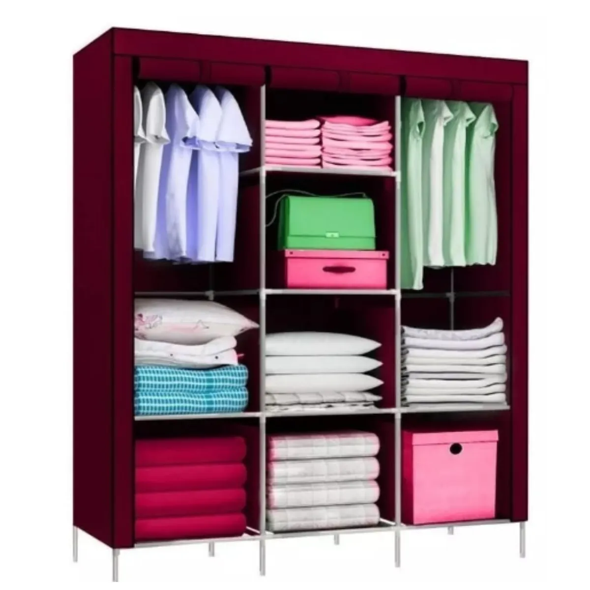 GENERICO - Armario Closet Ropero Armable Grande Rojo Vino