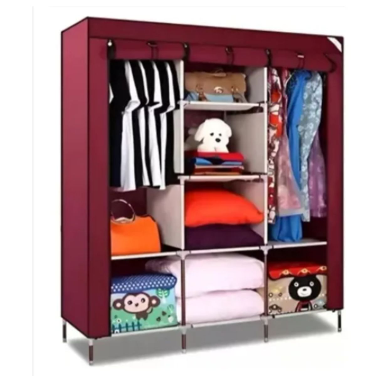 GENERICO - Armario Closet Ropero Armable Grande Rojo Vino