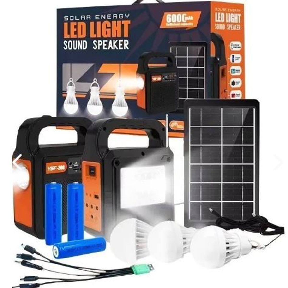 GENERICO - Kit Solar Emergencia Solar Radio Bluetooth Led Ampolletas